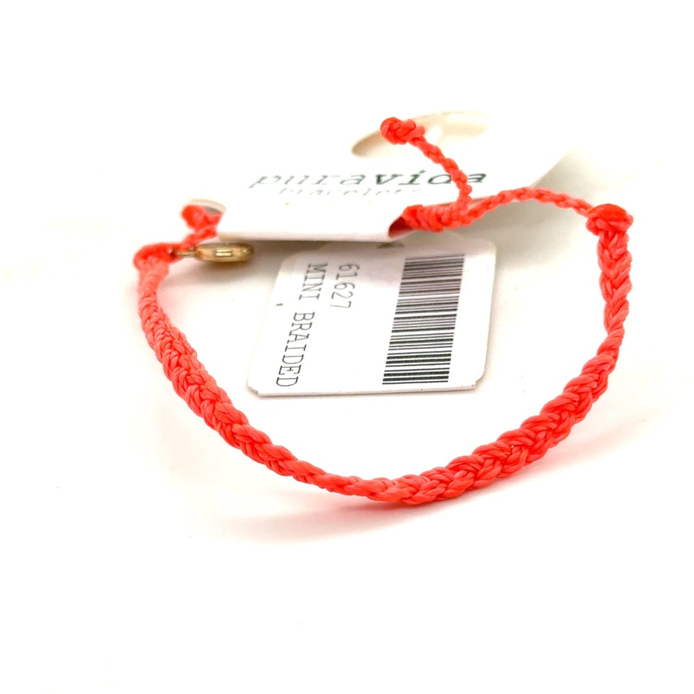 Pura Vida Mini Braided Bracelet Neon‎ Coral Orange Waterproof Adjustable